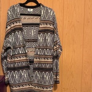 Old Navy Women's Patterned Cardigan - Black, White, and Brown